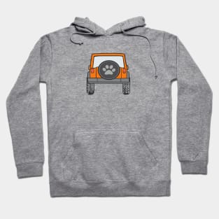 Orange Jeep with Paw Print Cover Hoodie